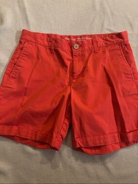 GAP Coral-Red Girlfriend Chino Shorts
